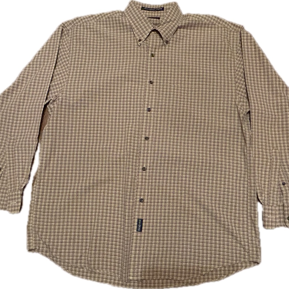 Gant USA Men’s Large Adirondack Beige Checkered Casual Button Down Shirt
